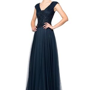 Tadashi Navy Gown